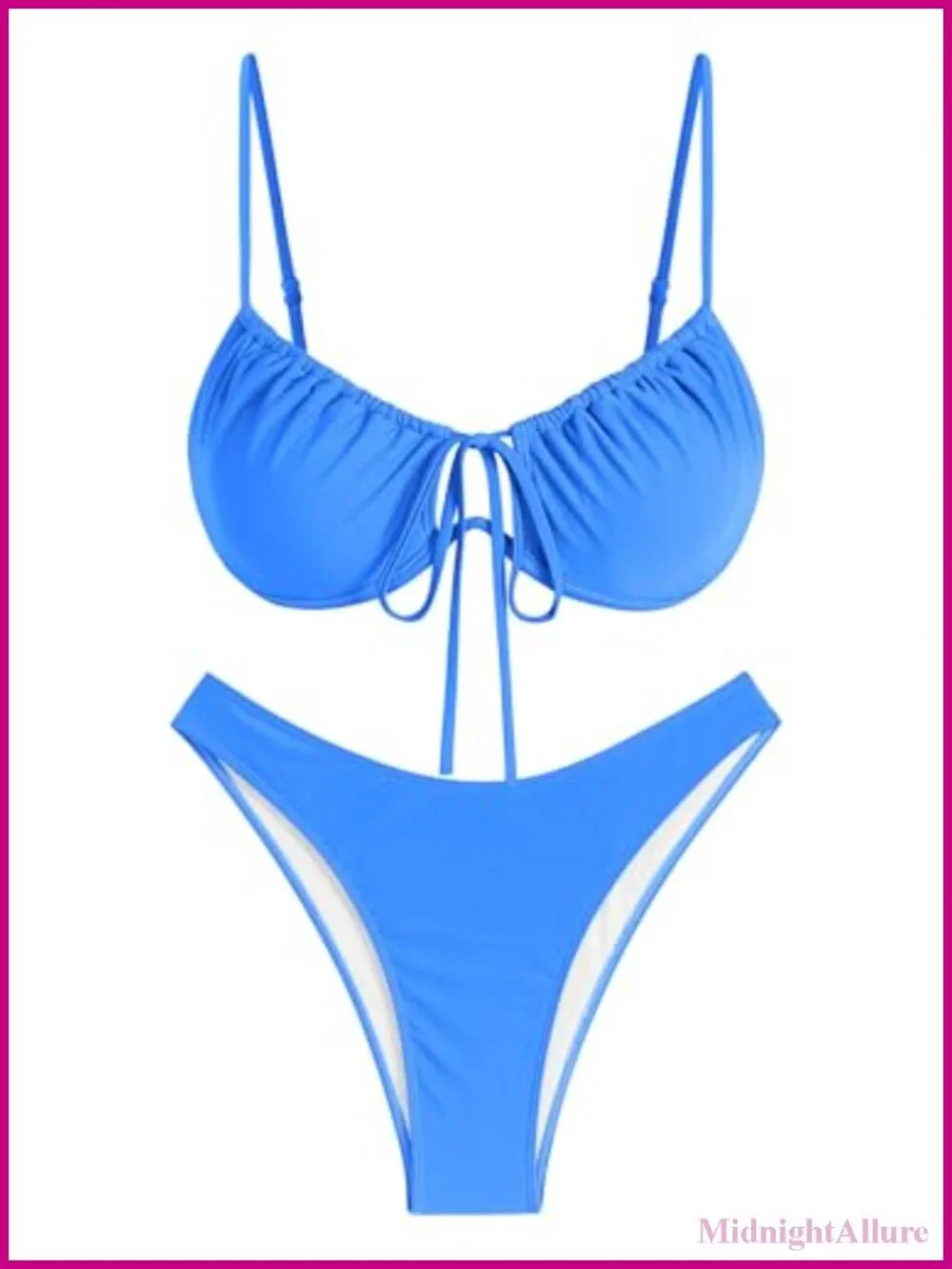 Women's High Cut Bikini Set Underwire Triangle Top Thong Bottom Removable Pads